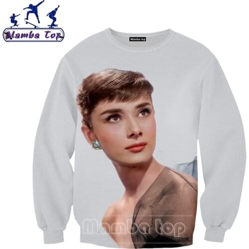 Mamba Top Audrey Hepburn Sweatshirt 3D Color Print Superior Actor Men Women Shirt Harajuku Beauty Sexy Talent Camping Streetwear