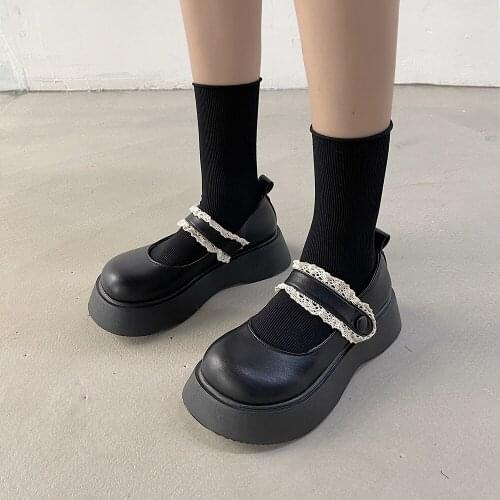 Spring And Summer New All-Match Round Toe Shallow Mouth Velcro Womens Shoes Japanese Jk Small Leather Shoes
