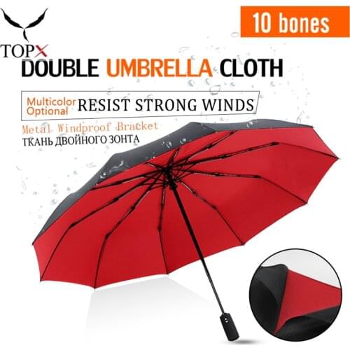 Wind Resistant Double Umbrella Rain Women Automatic 3Folding Female Male 10K Car Large Business Umbrellas Men Gift Parasol зонт