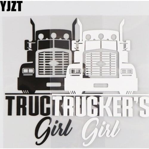 YJZT 12.2×16CM TRUCKERS Girl Car Sticker Vinyl Decal Art Creative Personality Cartoon Black/Silver 4C-0274