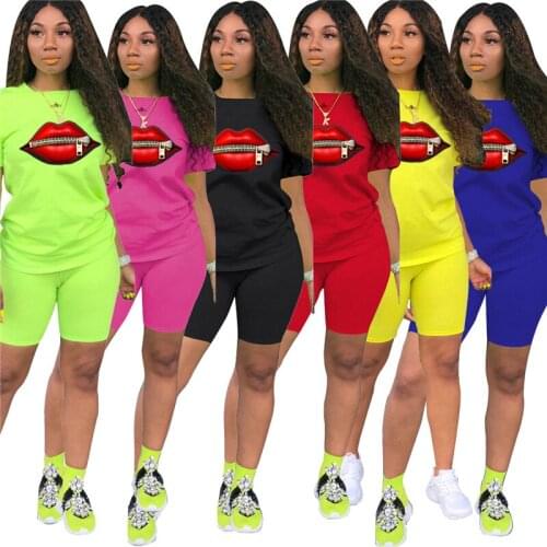 Sexy summer Women tracksuit short sleeve set t-shirt knee length shorts suit two piece set sporting outfit 2020 streetwear