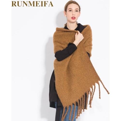 2019 NEW warm winter scarf for women solid color female foulard cashmere shawls and wraps pashmina long tassel thick blanket
