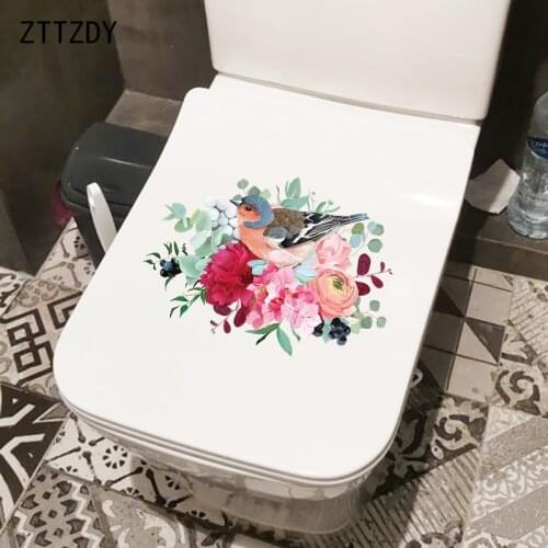 ZTTZDY 25.4×17.8CM Fashion Cartoon Floral Pattern Living Room Decoration Modern Wall Toilet Stickers T2-1057