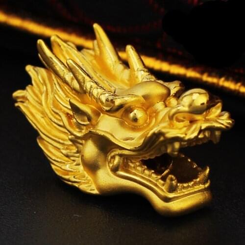 1PCS New 3D 24K Yellow Gold Bracelet 999 Gold Dragon Head Bracelet 2.77g