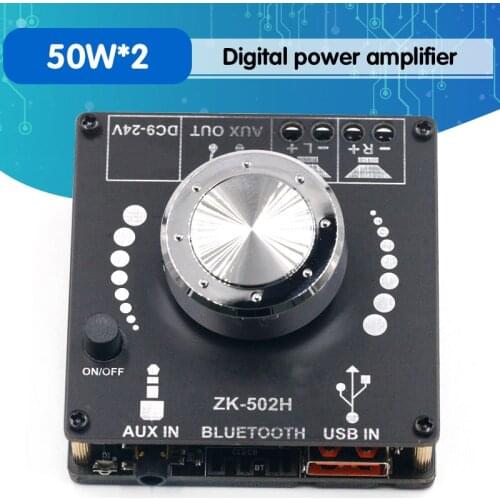 2*50W Bluetooth 5.0 TPA3116D2 Audio Power Amplifier Stereo 10W~100W HiFi Class D Digital TPA3116 USB Sound Card Mini Music AMP