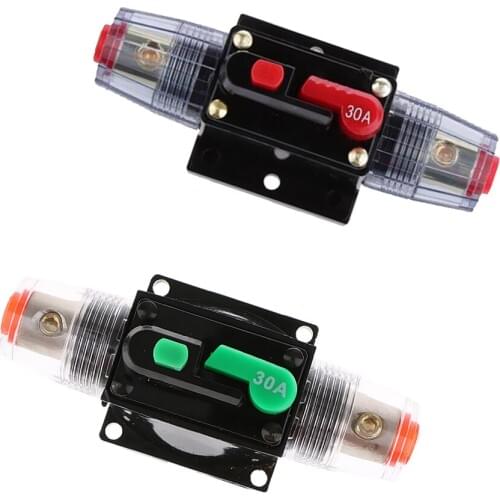 2pcs 30A Car Audio Inline Circuit Breaker Fuse Holder Manual Reset Switch