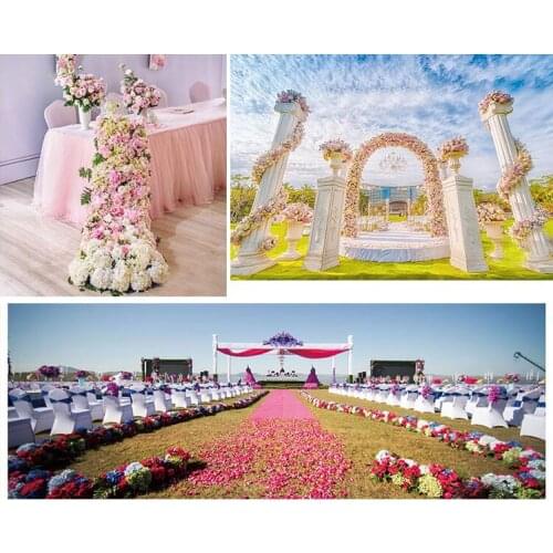 25*100cm Flower rows Wedding Road Lead Flowers Long Table Centerpieces Flower Arch door silk rose wedding party backdrops decor