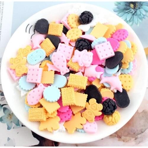 30pcs/lot Resin Cute food biscuits Flatback Stone Child Scrapbook Buttons Crafts DIY Resin Ornaments