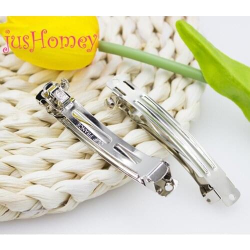 30PCS 78mm Silver Tone Metal French Barrette Hair Clips for Craft Ribbon Bow, Women Hair Accessory