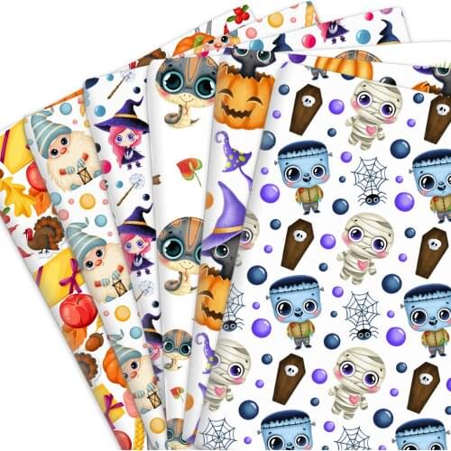 50*145cm Halloween Owl Christmas Polyester Or Satin Or Or Knit Or 100% Cotton Material Patchwork Sewing Fabrics Quilt DIY Cloth