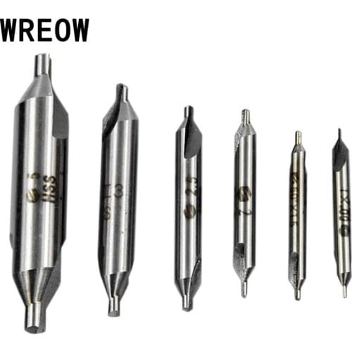6pcs HSS Center Drill Bit Combined Countersink Conical 60 Degree Angle Lathe Mill Tackle Electrical Tool Set 5/3/2.5/2/1.5/1