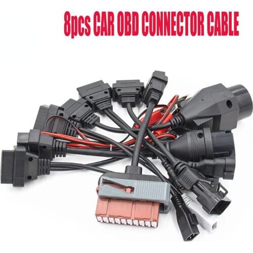 8pcs Full Set Car Cable For OBD OBD2 Connector Extension Cables Auto Diagnostic Scanner OBD Connector Tools For Car Scanner