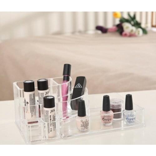 Large arc 3 layer Transparent Grid Lipstick Jewelry Container Plastic Storage Box Cosmetic Makeup Desktop Sundry Practical Case