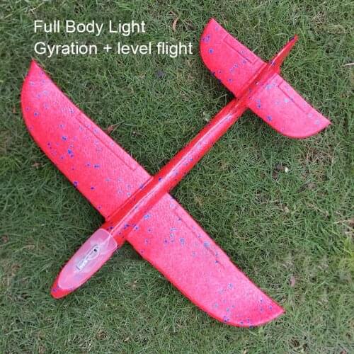 Hand Throwing Foam Airplane with Adjustable Flashing Light 48cm EPP Glider Crash-resistant Plane Toy Gift for Kids LBV