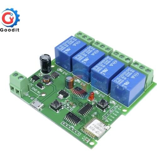 DC 5V/7-32V AC 220V Relay Module Wireless WiFi Delay Relay Switch App Remote Control for Smart Home 4CH RF Smart Switch