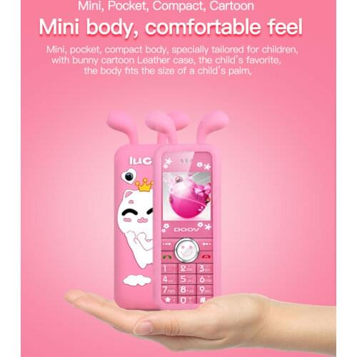 Kids Cartoon Mini Cute Cheap Moblie Phone With Low Radiation MP4 FM 1.44 Inch 1500 mAh Story Machine MTK Telephones Doov W88