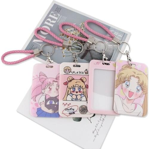 ER598 Anime Moon Girl Lanyard ID Card Holder Handheld Student Hanging Neck Phone Lanyard Badge Subway Access Card Holder