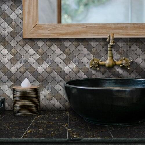 Funlife Metal Style Mosaic Tile DIY Wall Stickers Vinyl Kitchen Bathroom PVC Wallpaper Self-adhesive Splashback Panel Art Decor