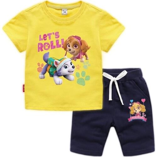PAW PATROL Baby Boy Girl Clothes Kids Summer Outfits Print Short Sleeve T-shirt+Shorts 2 Pcs Set Toddler Girl Clothing