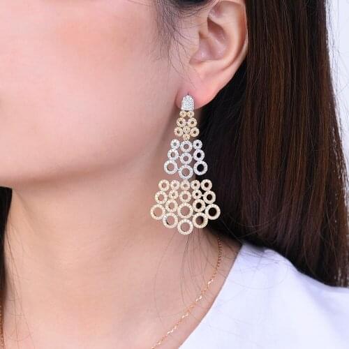 LARRAURI Elegant Geometric Pendant Earrings Dubai Wedding Fashion Jewelry Making Trendy Big Women Statement Earrings