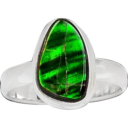 Lovegem Genuine AMMOLITE RING 925 Sterling Silver,Size:9.25, AR2503