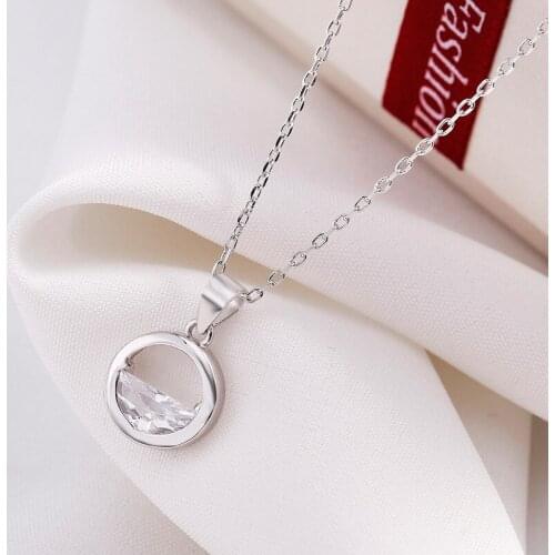 Fashion Silver Color Round Zircon Necklaces For Women Wedding Long Choker Statement Necklaces Collares Colar