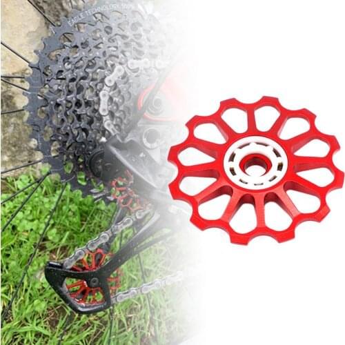 12T Rear Derailleur Guide Wheel Good Lubrication Performance Self-lubricating System Aluminium Alloy MTB Bike Rear Derailleur