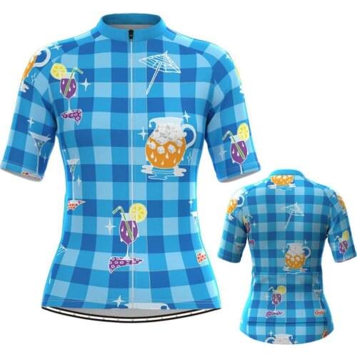 New Womens Short Sleeve Cycling Jersey Blue Cycling Clothes Bicycle Cycling Top Bike Top Road Wear