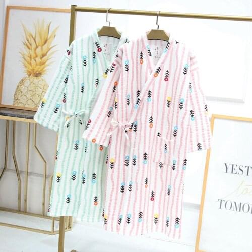 New Womens Warm One-piece Bathrobe, Cotton Air Layer Robe, Loose and Comfortable Casual Autumn Winter Home Wear Vestaglia Donna