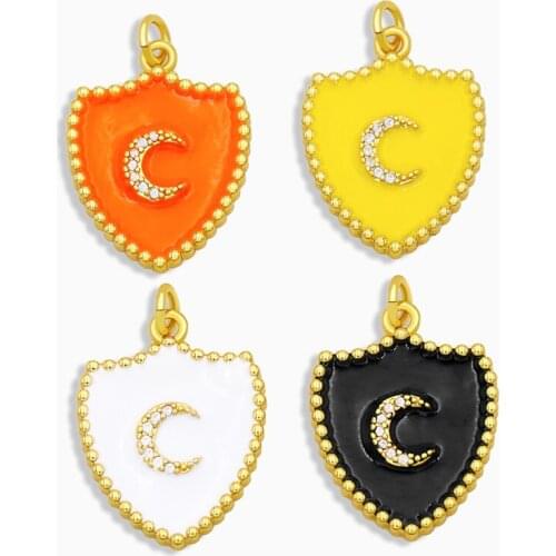 OCESRIO Brass CZ Moon Enamel Pendant Jewelry Making Wholesale Small Neon Colorful Necklace Charms Supplies for Jewelry pdta282