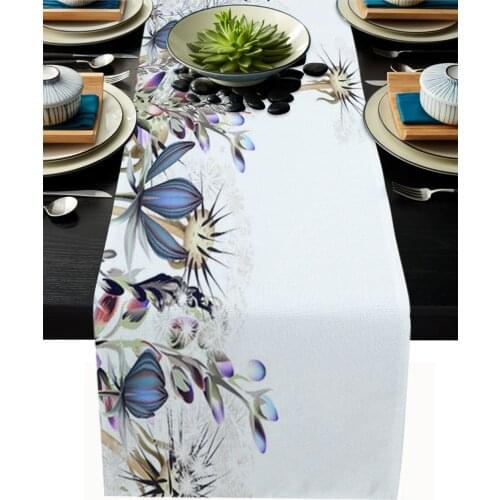 Dandelion Flower Watercolor Painting Table Runner Wedding Decor Table Cover Christmas Decoration Holiday Party Tablecloth