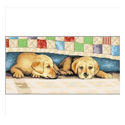 Embroidery Package Free Shipping Cross Stitch Kits Lovely Dog Under Bed