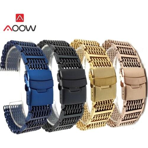 20mm 22mm 24mm Milanese Strap Solid Stainless Steel Mesh Metal Band Folding Buckle Men Replacement Bracelet Watch Accessories