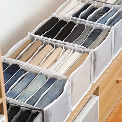 Closet Organizer for Jeans Pants Storage Box with Compartments Socks Bra Underpants Organizer Cabinet Drawers Divider Organizer