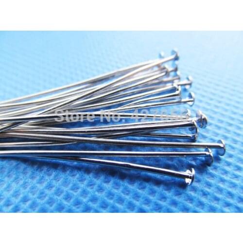 1000pcs 50mm 2 inch (2") Silver tone/White K Flat Head Headpins Charm Findings,Jewelry Making,DIY Components,Nickel free
