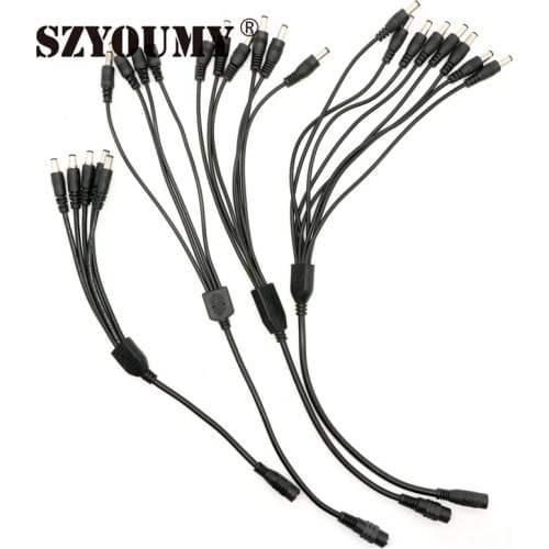SZYOUMY 50pcs DC Power Jack 1 DC Female To 2/3/4/5/8 Male Plug Splitter Adapter Connector Cable For CCTV Camera LED Strip Light