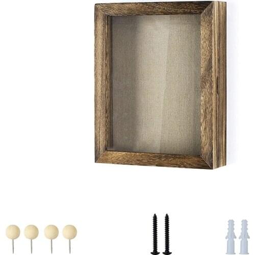 Shadow Box Frame 8X10 Shadow Box Display Case with Linen Back Memorabilia Awards Medals Photos Memory Box Carbonized