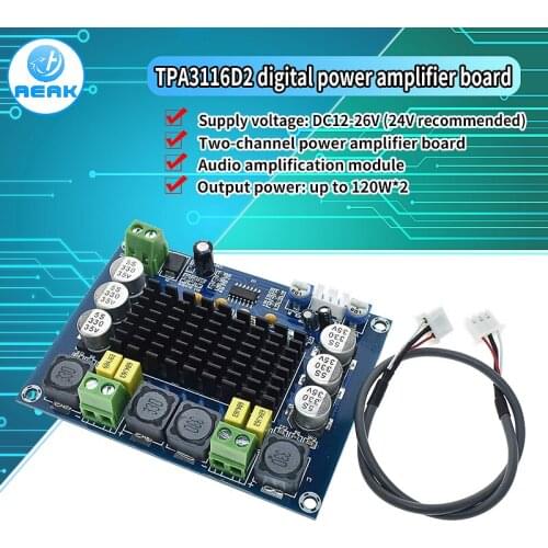 TPA3116D2 Dual-channel Stereo High Power Digital Audio Power Amplifier Board 2*120W XH-M543