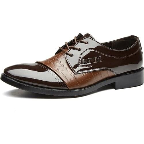 Men Casual Crocodile Patent Leather Shoes Mens Business Dress Wedding Office Shoes Male Classic Oxford Shoes Zapatos De Hombre