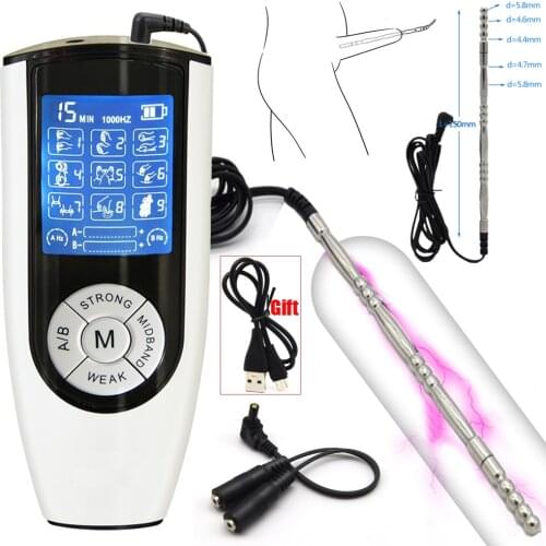 BDSM Strong Electric Shock Penis Plug Urethral Catheter Sounds Dilator Horse Eye Stimulation Stick Medical Male Chastity Sex Toy