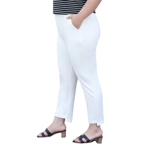 Plus Size Pants Women Clothing Oversized 5XL 6XL 7XL Summer Style Black White Elastic High Waist Trousers Casual Free Shipping