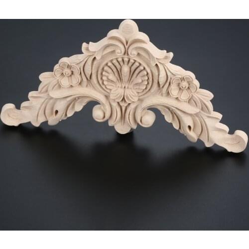 1pc Woodcarving Corner Decal Unpainted Wood Carved Decal Corner Onlay Applique Frame Home Furniture Door Decor Crafts 17*17cm
