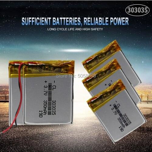 10pc 3.7V 350mAH 303035 Polymer lithium battery for voice recorder pen,smartband,smart watch bluetooth,mp3 mp4 mp5 GPS