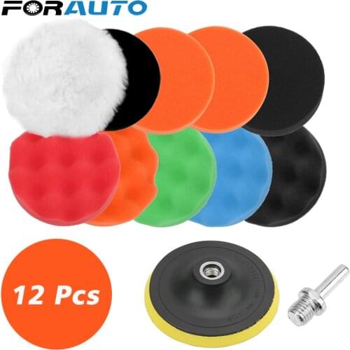 12pcs/set 125mm Car Polishing Pad Sponge Car Polisher Waxing Pads Buffing Kit Paint Care Buffer Drill Wheel Polisher Accessories