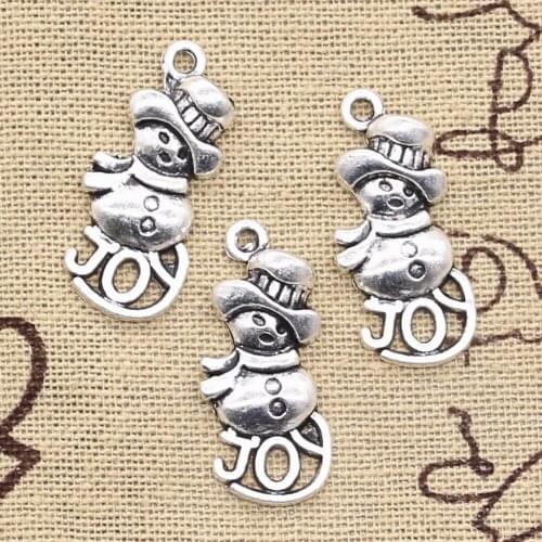 12pcs Charms Snowman Joy Christmas 29x13mm Antique Pendant fit,Vintage Tibetan Silver color,DIY Handmade Jewelry