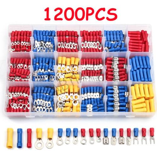 280/480/1200Pcs Assorted Spade Terminals Insulated Cable Splice Butt Connector Electrical Wire Crimp Ring Fork Set Ring Lugs Kit