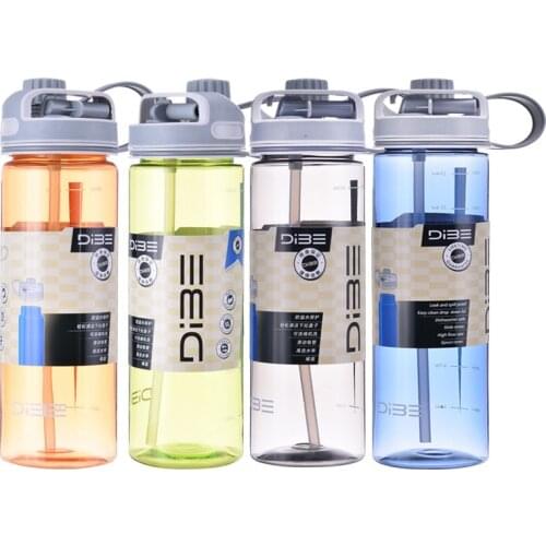 700ml Sports Bottle with Straw Water Bottle Leakproof Portable Large Capacity Bottle BPA Free with Handgrip for Camping