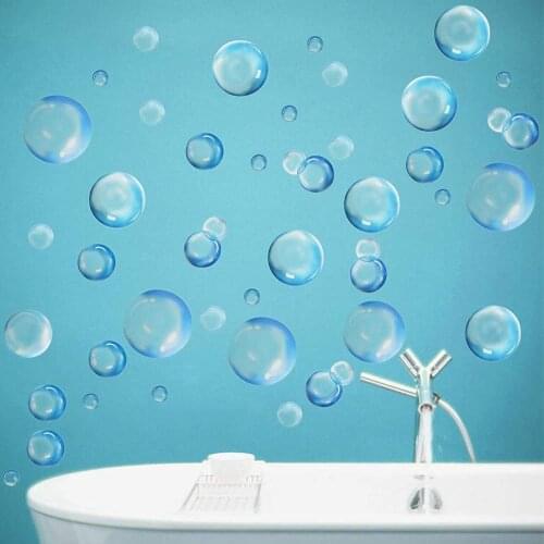 72Pcs PVC Blue Bubbles Circle DIY Wall Art Kids Bathroom Washroom Shower Tile Removable Home Decal Mural Decorative Stickers