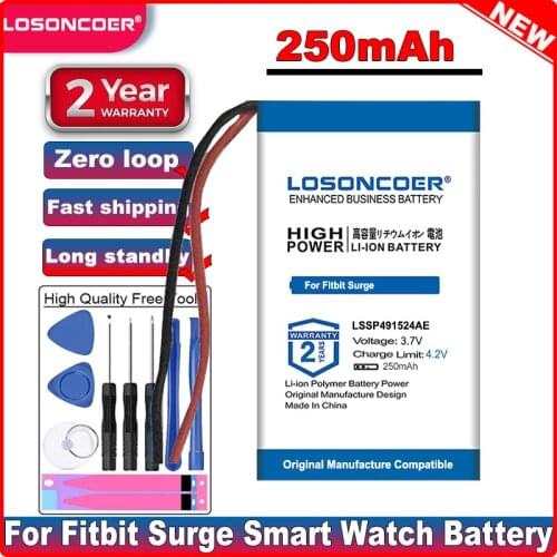 250mAh Good Quality Battery for Fitbit Surge Smart Watch Battery Rechargeable Accumulator Pack Replacement LSSP491524AE