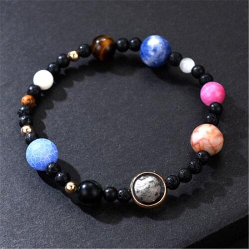 WWLB Galaxy Solar System Bracelet Universe Nine Planets Natural Stone Stars Earth Moon Bracelet For Women Man Fashion Jewelry